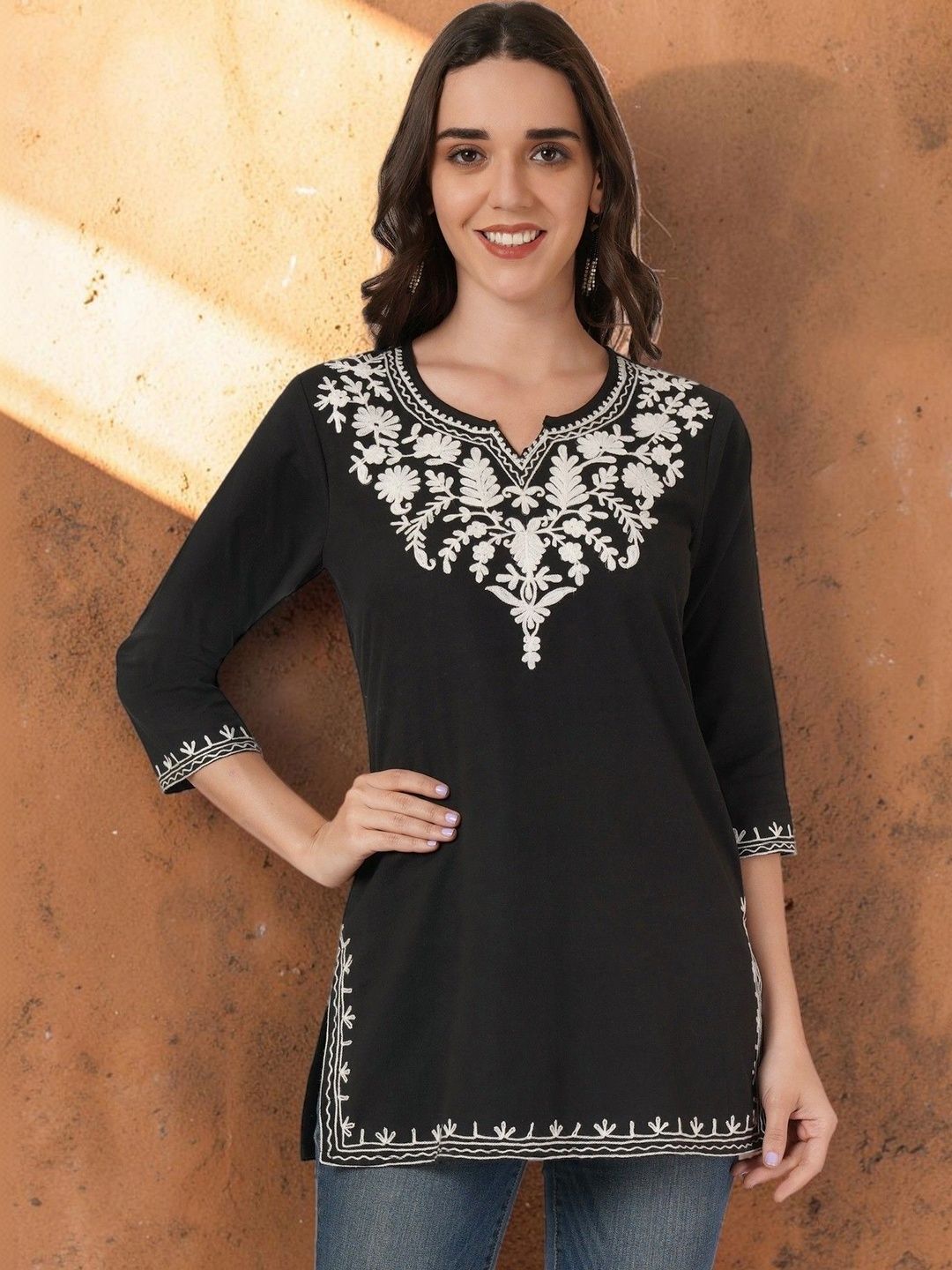 Hyba Embroidered Ethnic Cotton Blend Top-picture-18