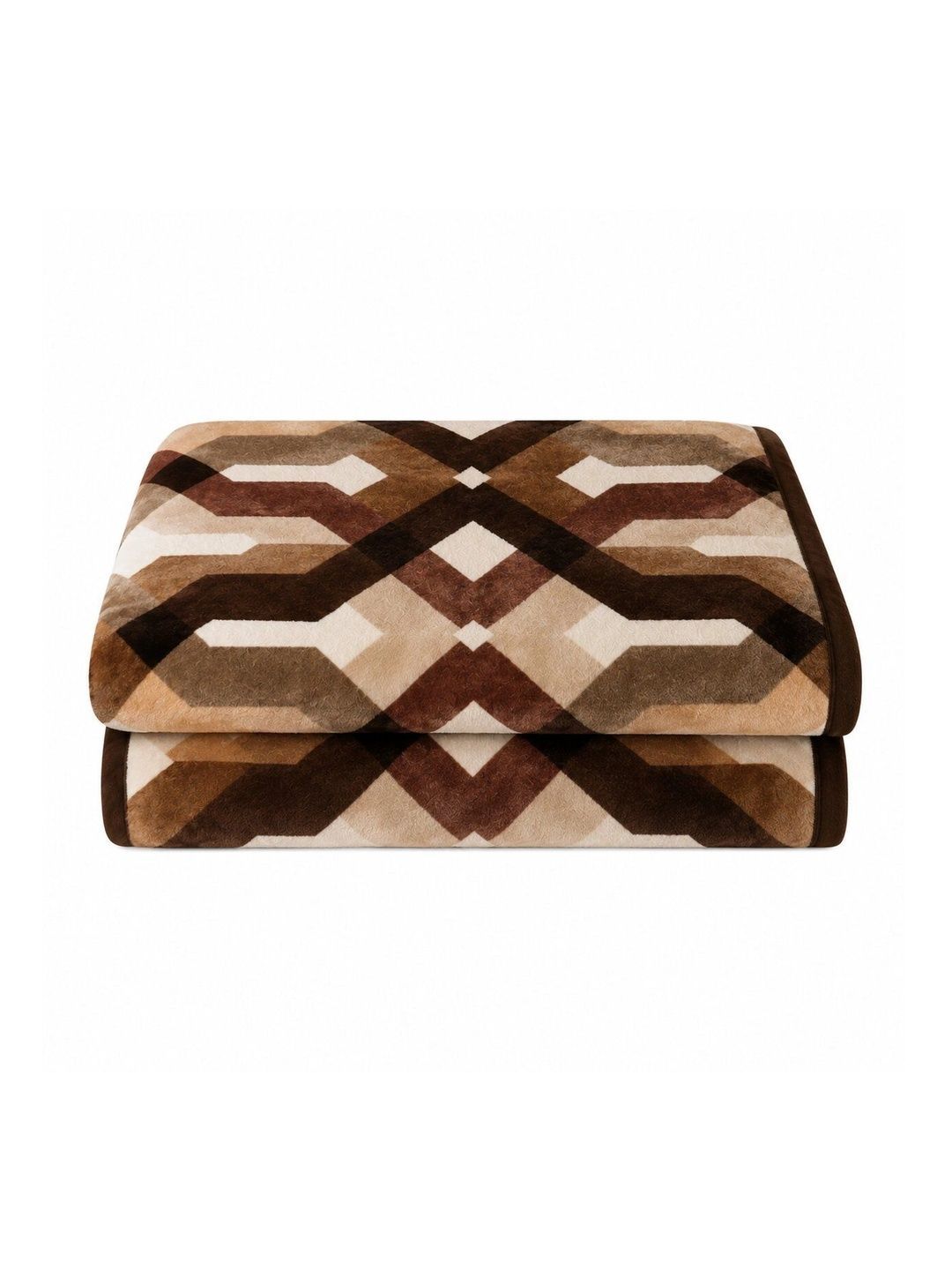 Nivasam Brown & Beige Geometric Mink Mild Winter 600 GSM Blanket-picture-34