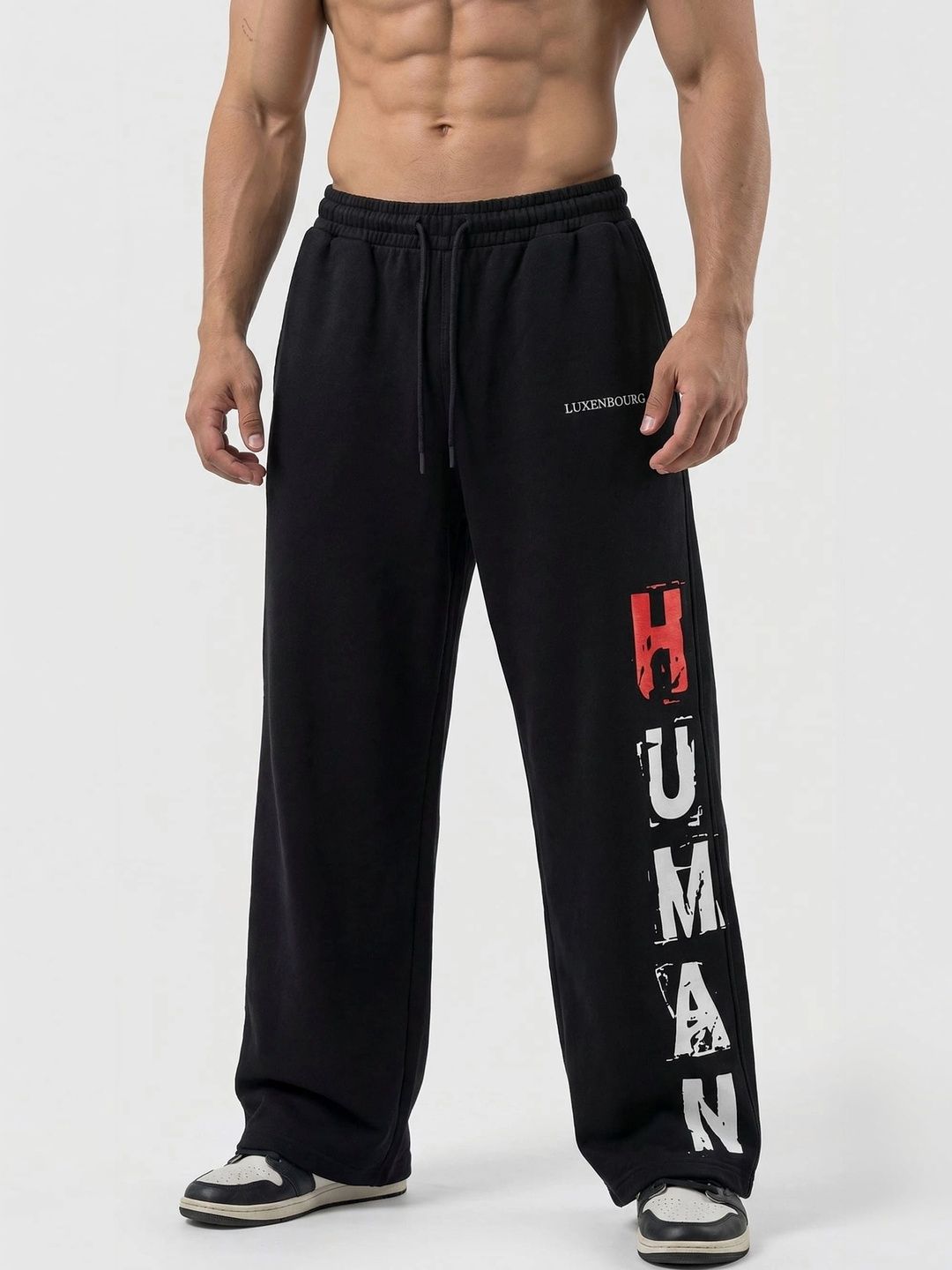 LUXENBOURG Men Relaxed Fit Typography Training Track Pants-image-28