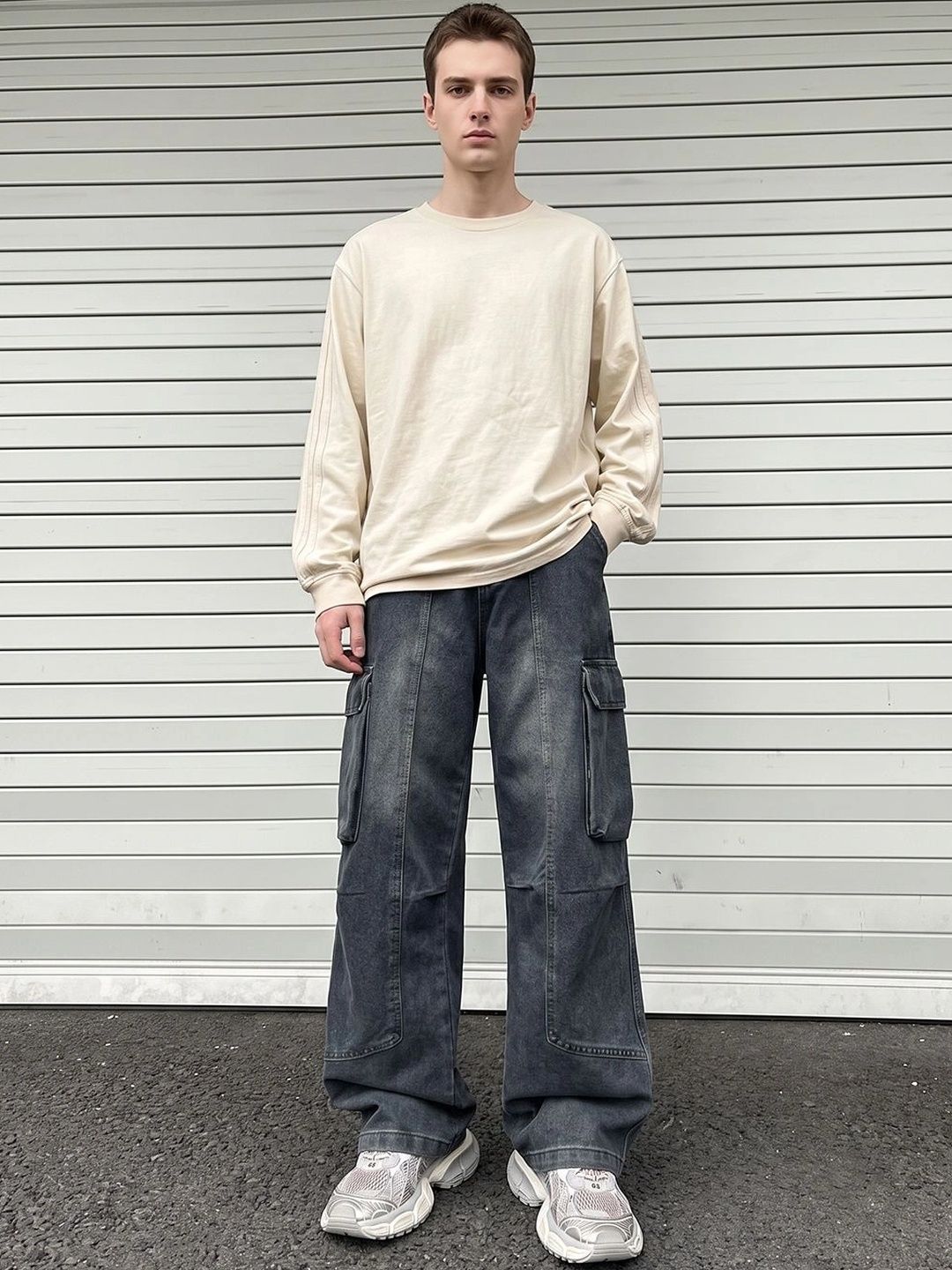 Suo Men Wide Leg Mid-Rise Heavy Fade Jeans-picture-39