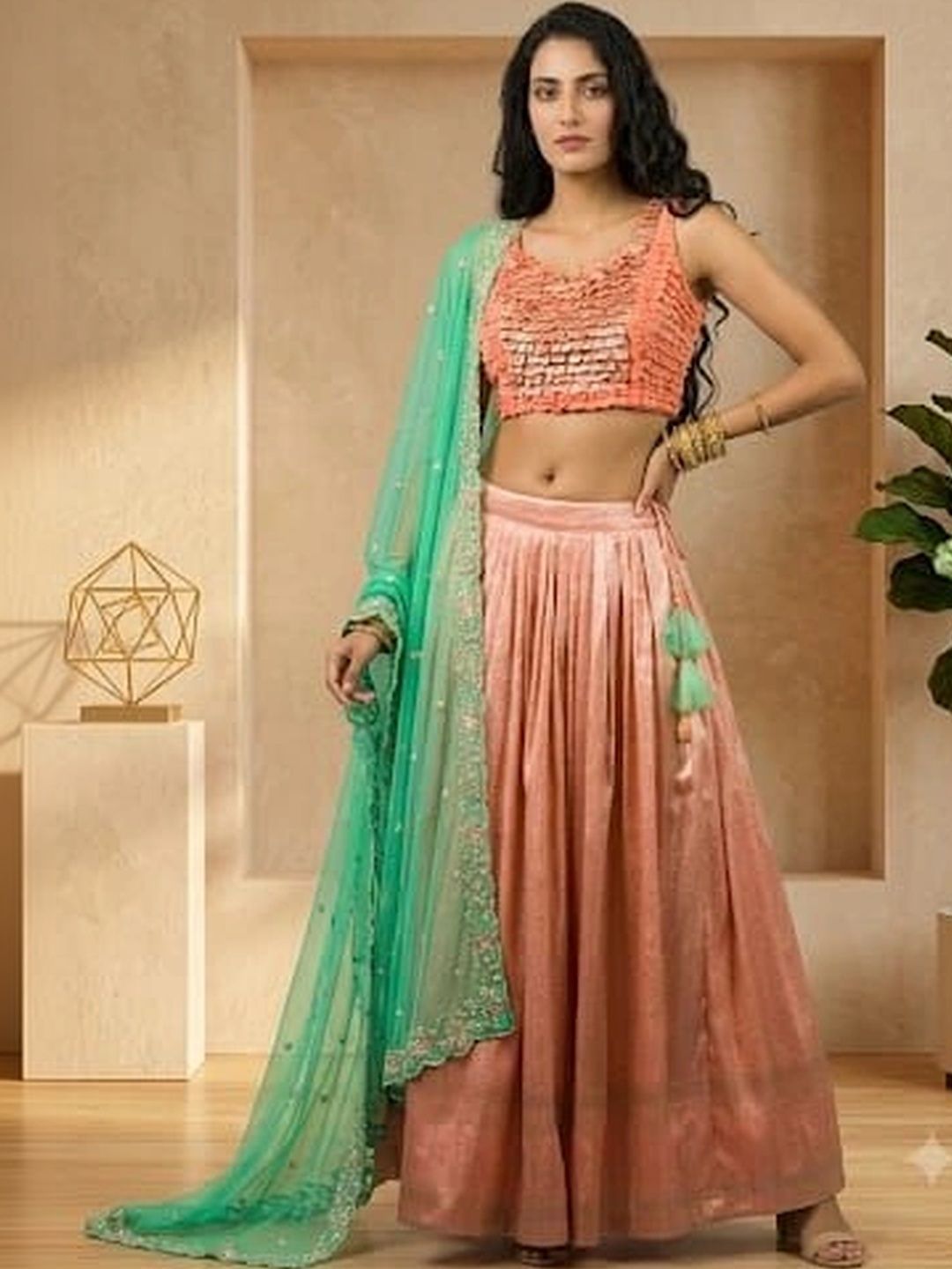 Memsahib Embellished Sequinned Ready to Wear Lehenga & Blouse Taping-image-34