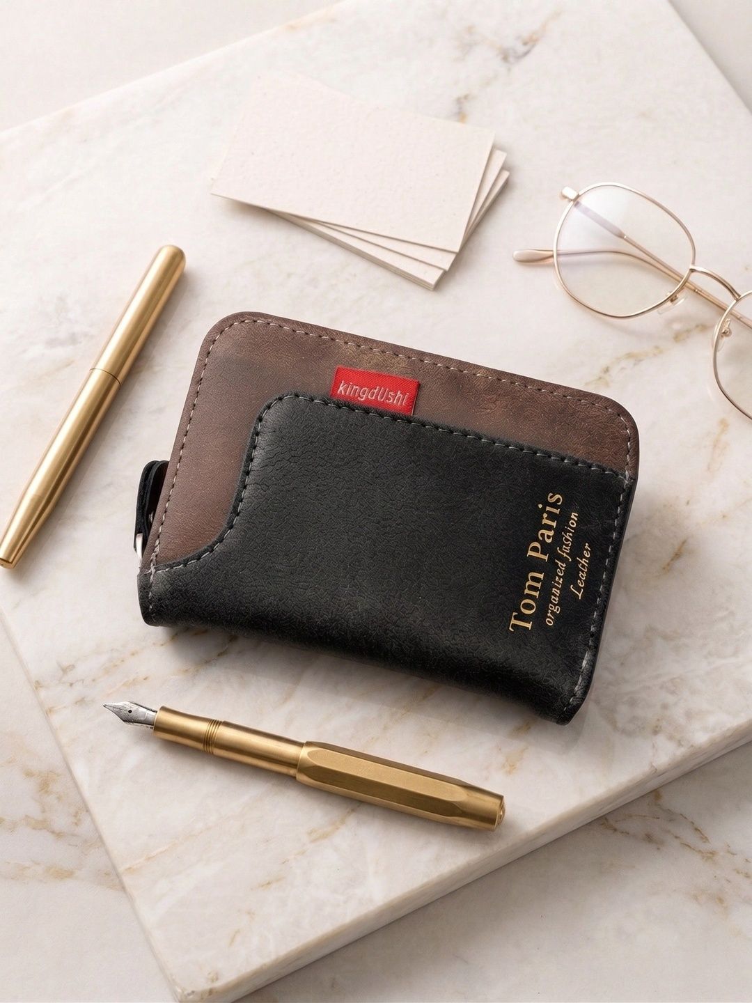 TomParis Men Colourblocked PU Zip Around Wallet-image-43