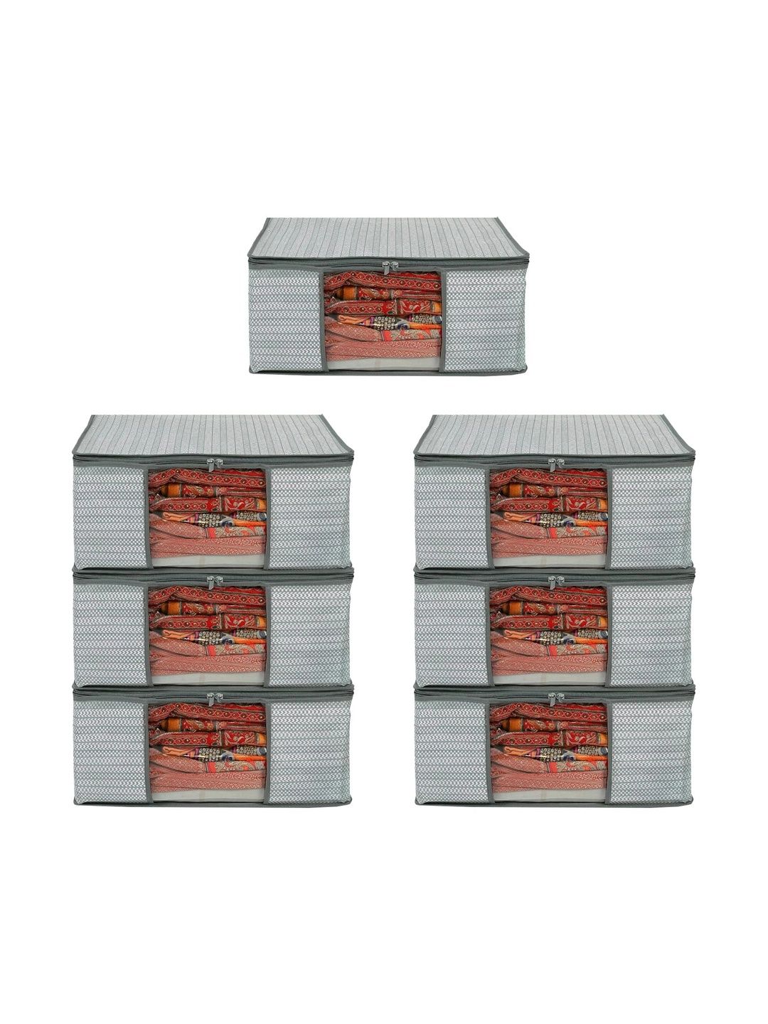ANKIT INTERNATIONAL Grey Set of 6 Reusable Multi-Utility Organisers-picture-24