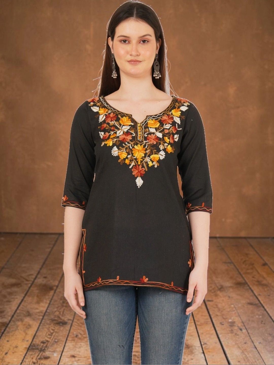 Hyba Embroidered Ethnic Cotton Blend Top-picture-30