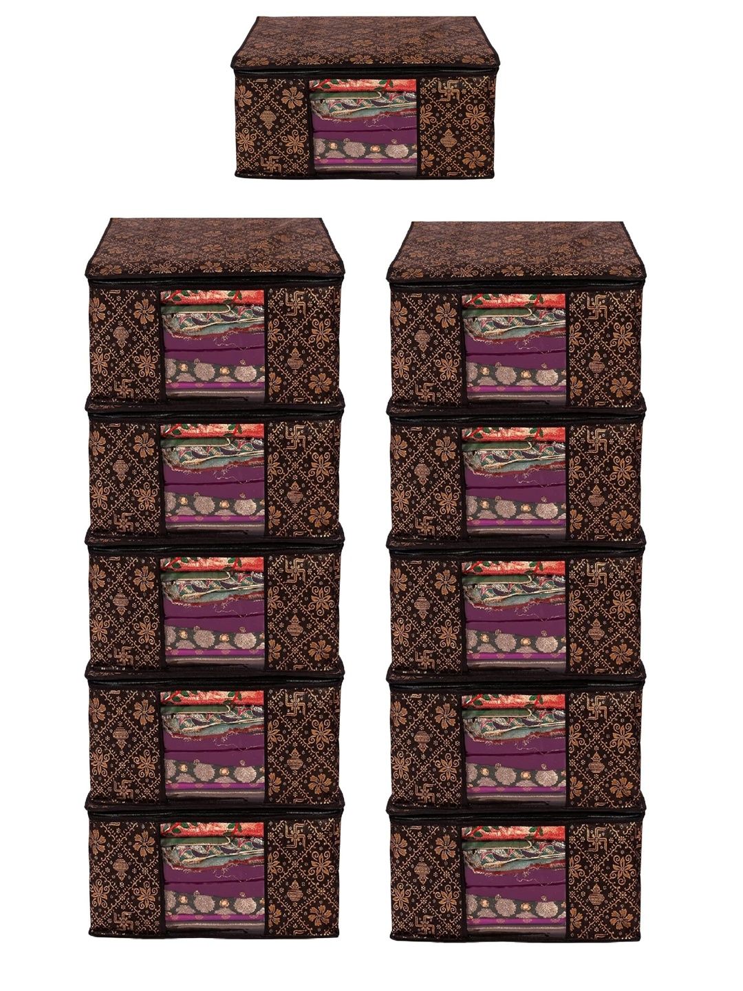 ANKIT INTERNATIONAL Brown Set of 6 Reusable Multi-Utility Organisers-picture-10