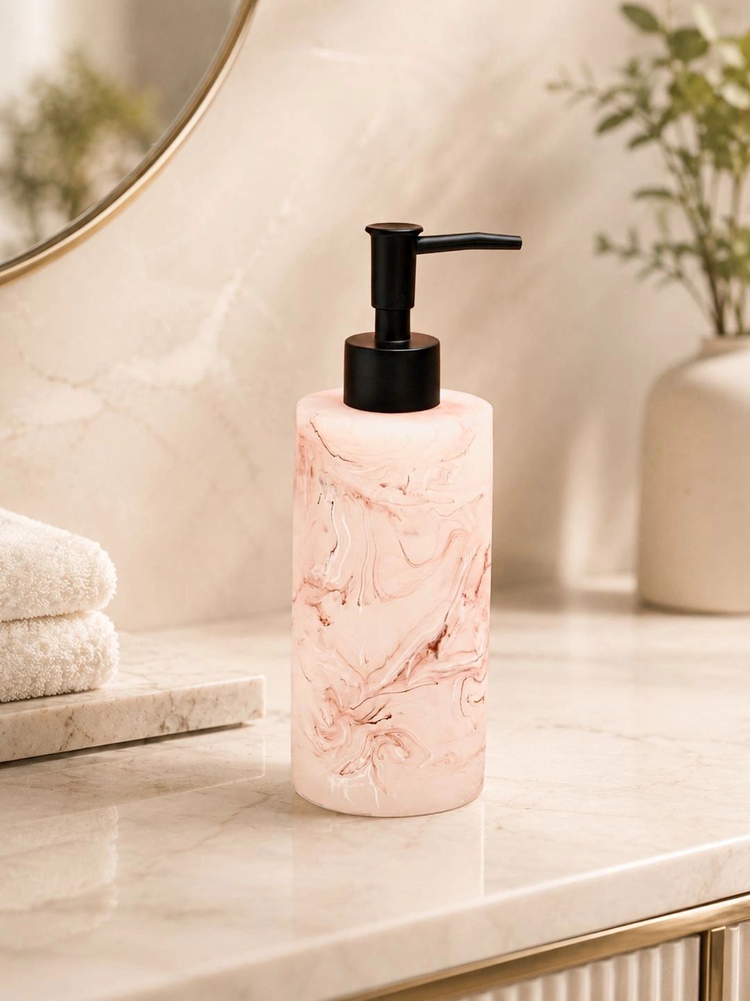 MARKET99 Pink & Brown Abstract Polyresin Soap Dispenser-image-27