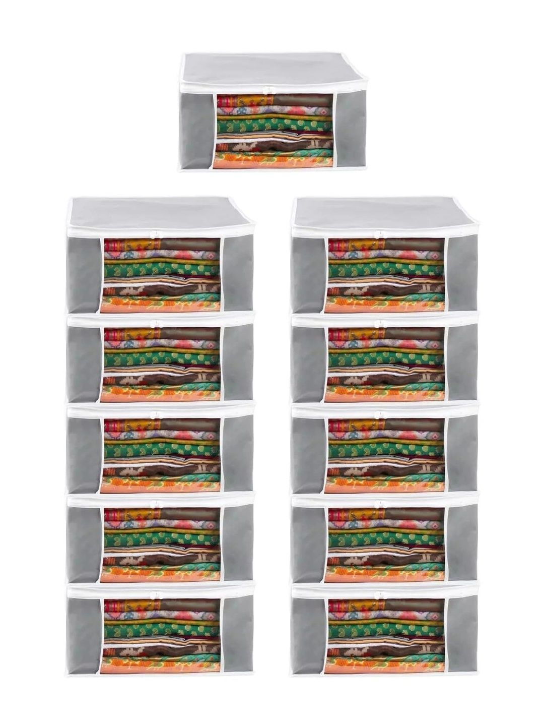 ANKIT INTERNATIONAL Grey Set of 6 Reusable Multi-Utility Organisers-picture-4