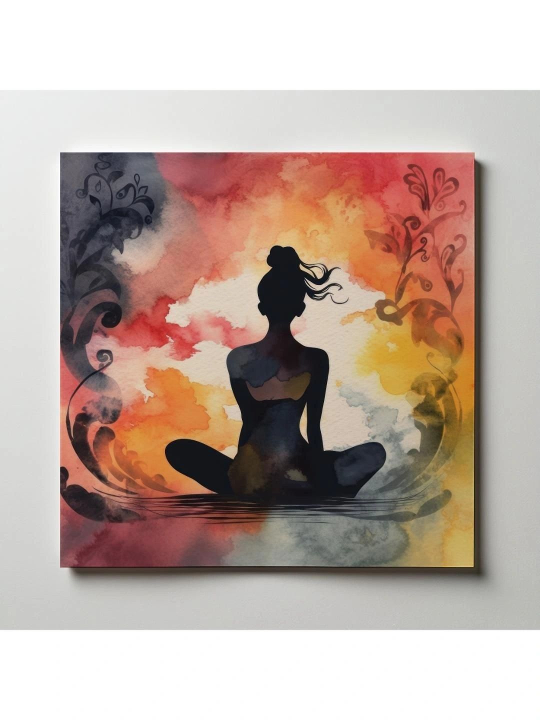 ARTOLIC Black & Orange Coolor Watercolor Yoga Pose Wall Sticker-image-35