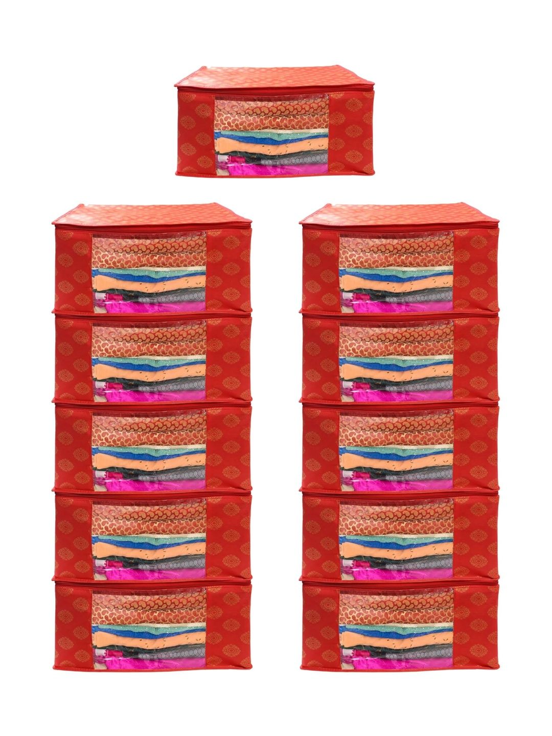 ANKIT INTERNATIONAL Red Set of 6 Reusable Multi-Utility Organisers-picture-49