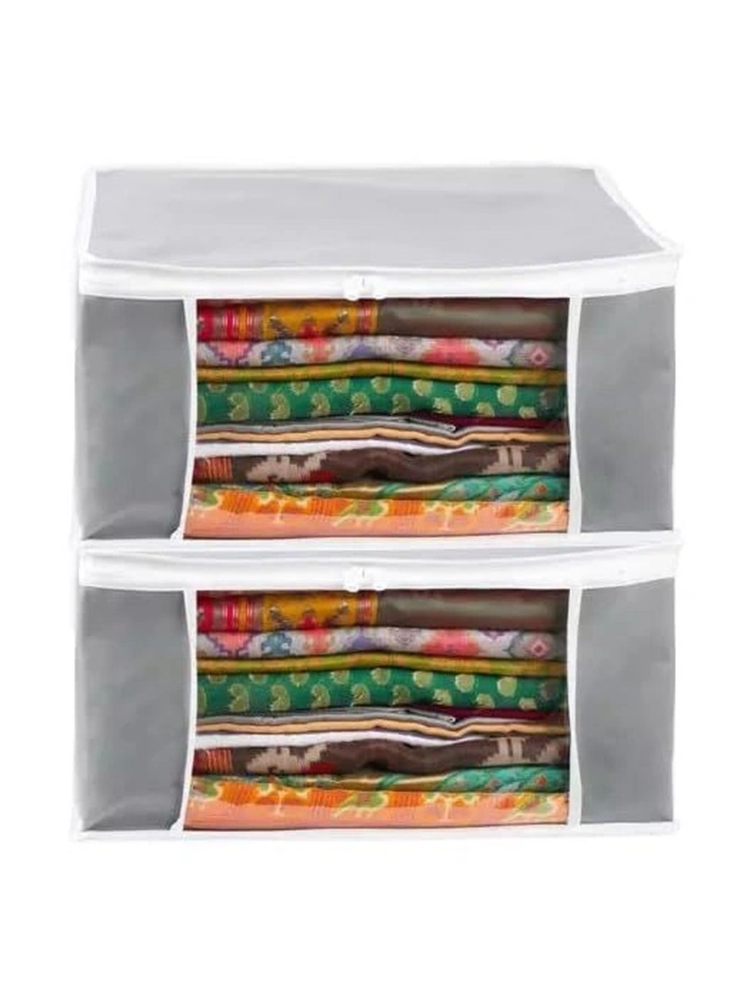 ANKIT INTERNATIONAL Grey Set of 2 Reusable Multi-Utility Organisers-picture-38