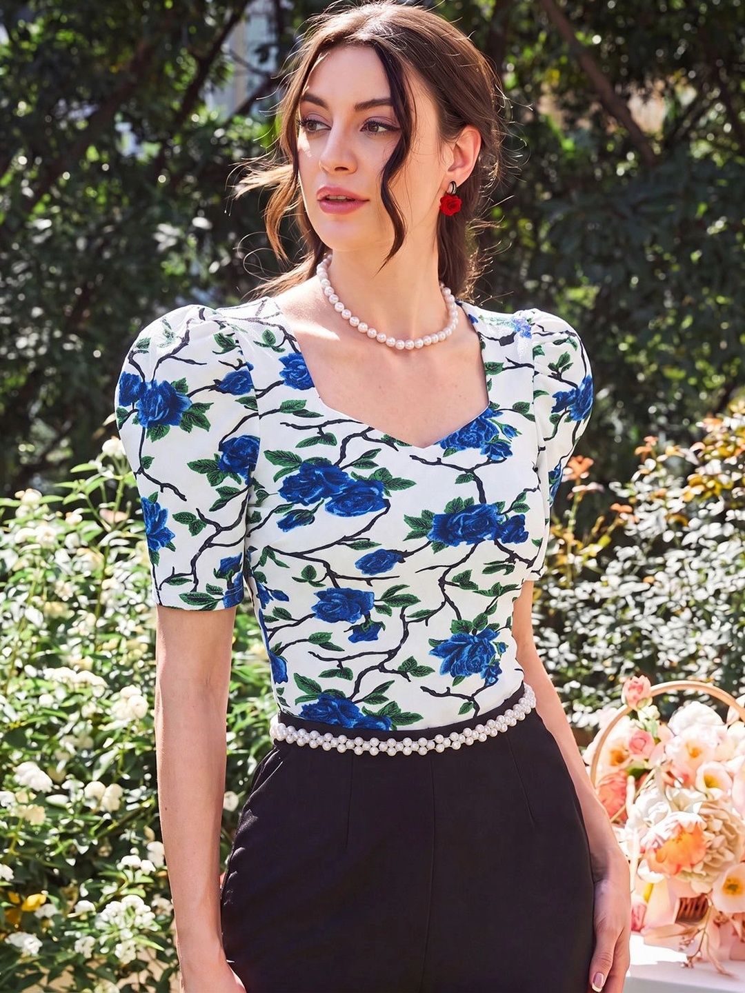 Navyankaa Floral Print Puff Sleeve Top-picture-50