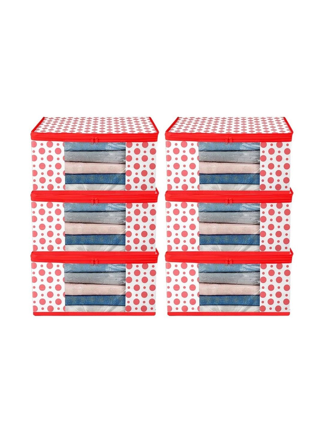 ANKIT INTERNATIONAL Red Set of 6 Reusable Multi-Utility Organisers-picture-42