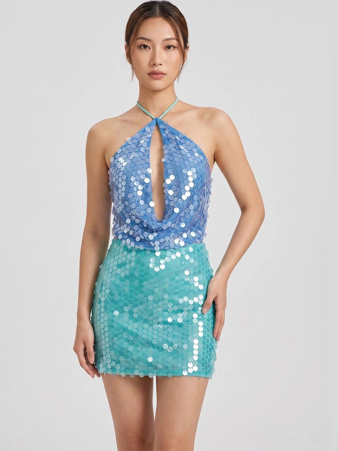 ATELIER REBEL Embellished Halter Neck Bodycon Mini Dress-picture-10