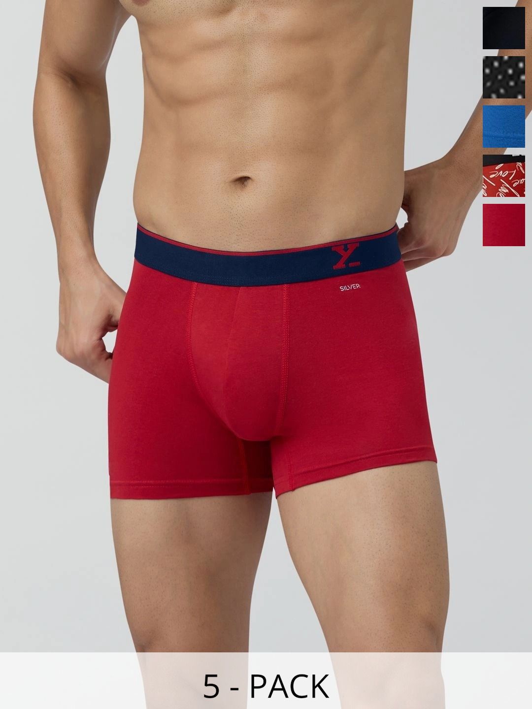 XYXX Pack of 5 Cotton Blend Solid Trunks-picture-49