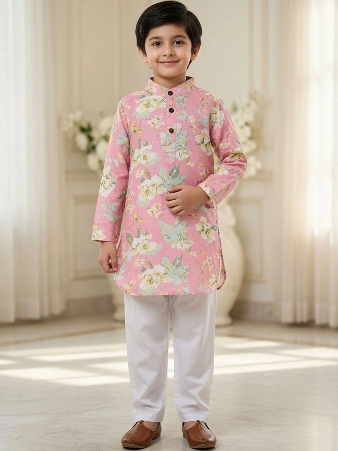 Cutiekins Boys Floral Printed Regular Kurta with Pyjamas-picture-23