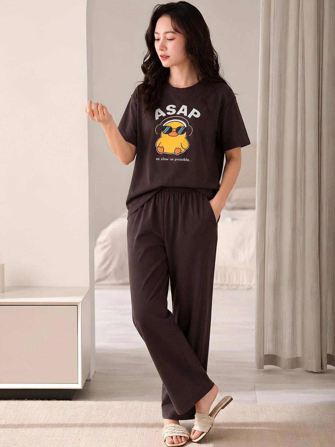ELVIA Cotton Printed T-shirt with Trousers-picture-44