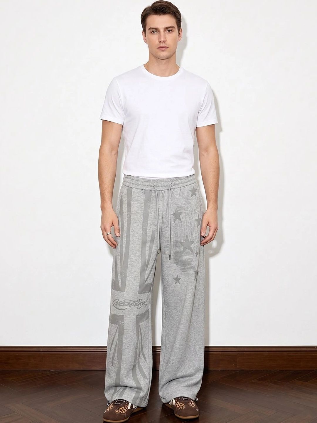 Suo Men Geometric Printed Easy Wash Trousers-picture-44