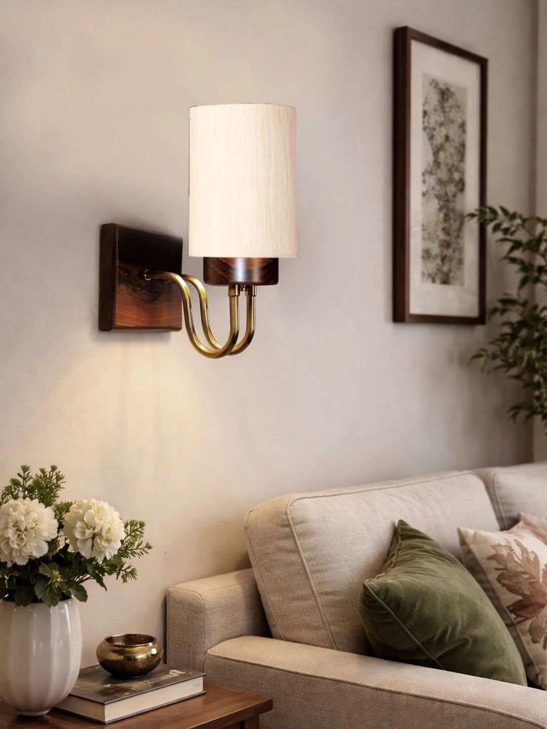 Myntra Elegant Homes Off White Wood Contemporary Cylinder Shaped Wall Lamp-image-40