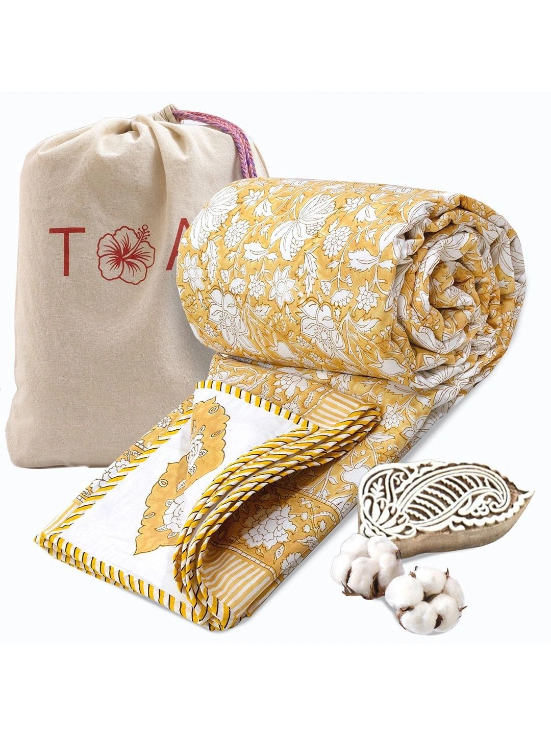 TOAI Yellow & White Floral 150 GSM Dohar-image-37
