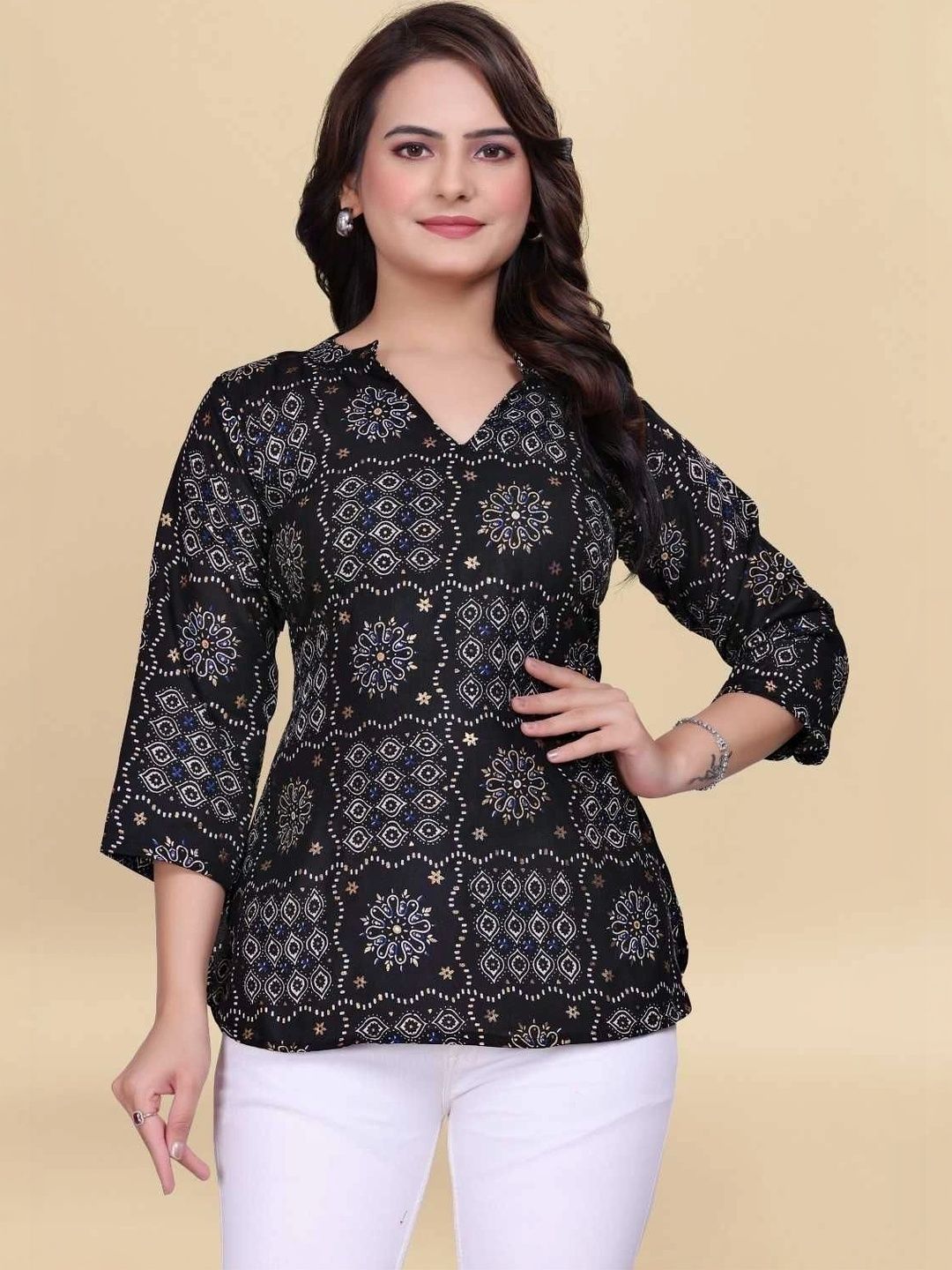 DearDean Print Ethnic Cotton Top-picture-41