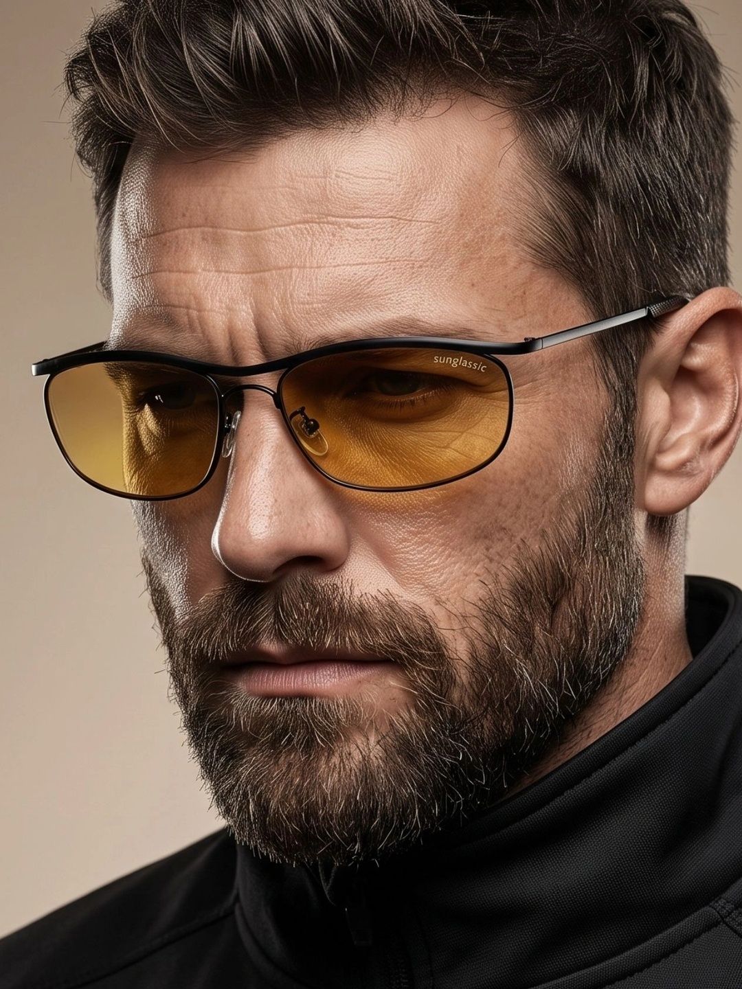 SUNGLASSIC Unisex Orange Lens & Black Rectangle Sunglasses with-image-28