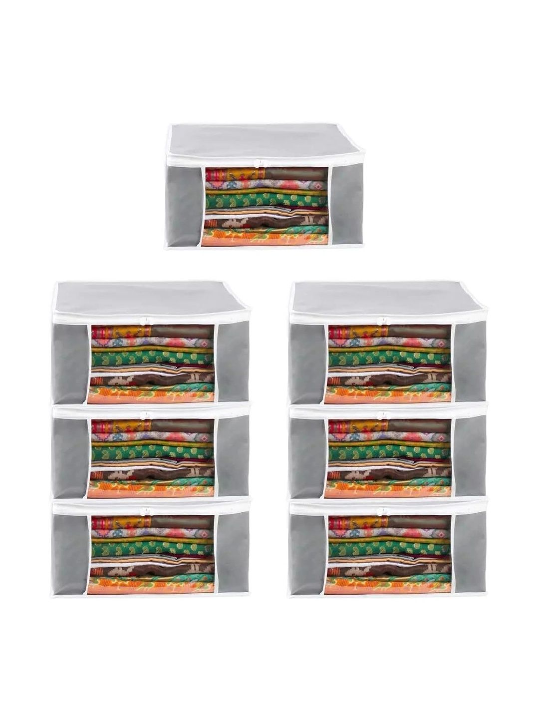 ANKIT INTERNATIONAL Grey Set of 6 Reusable Multi-Utility Organisers-picture-8