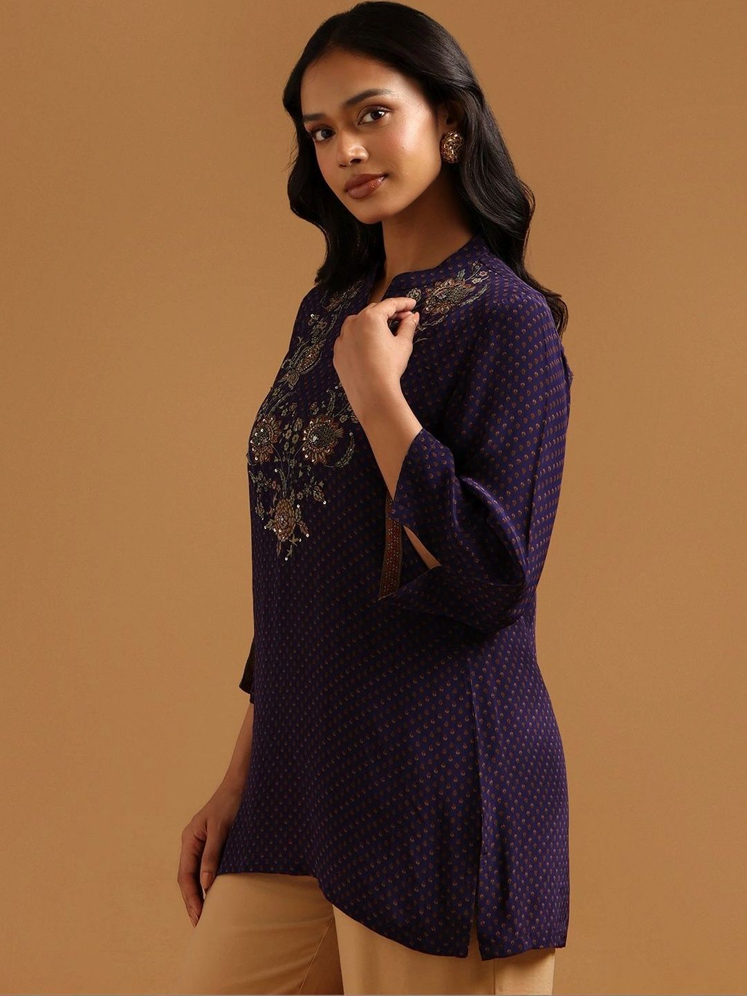 Soch Mandarin Collar Printed Embellished Ethnic Tunic-picture-14