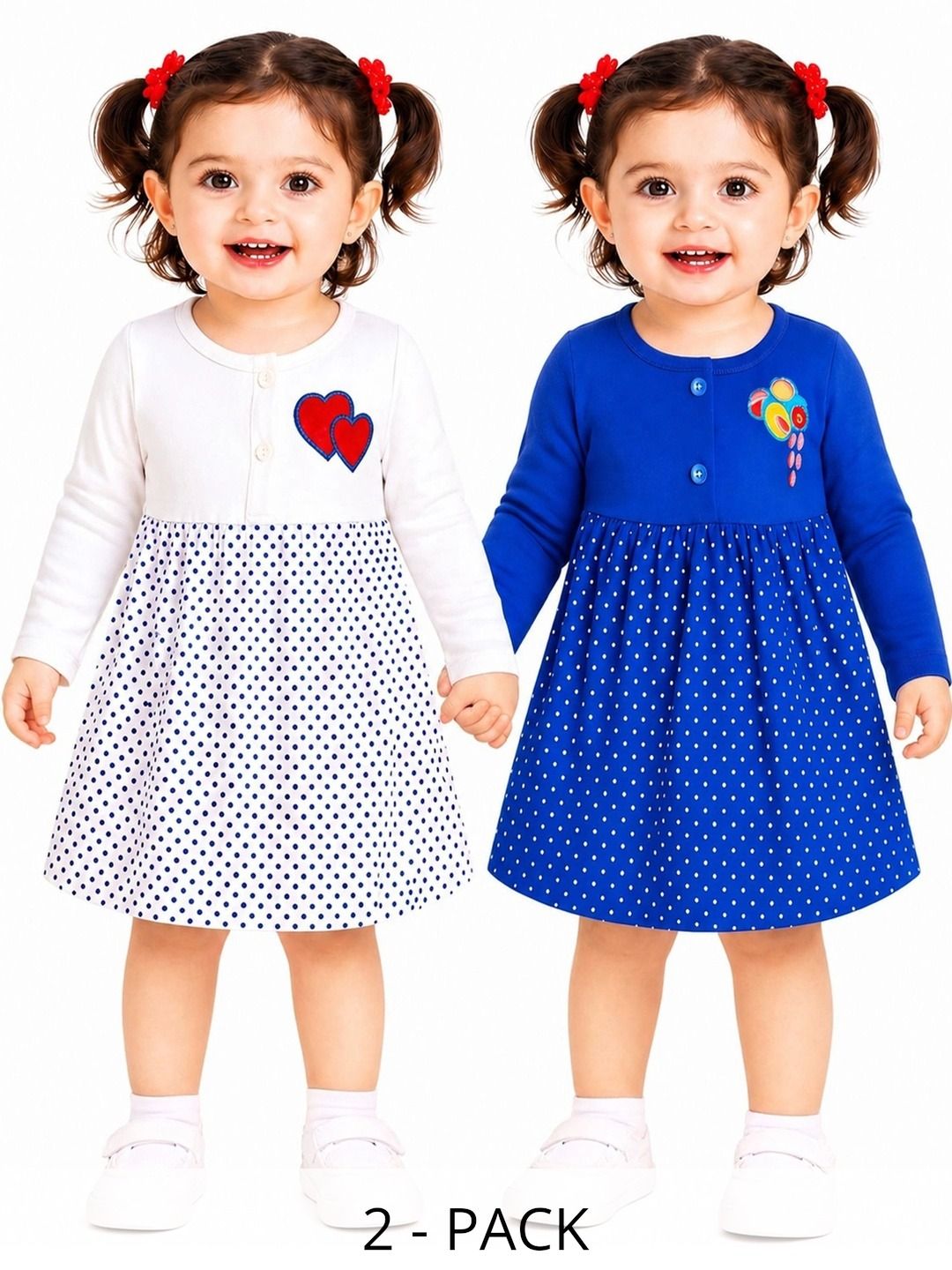 KidzzCart Polka Dot Print Applique A-Line Dress-picture-18