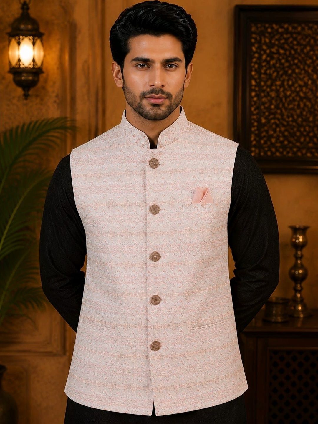 TRENDS OF ETHNIC Woven Design Woven Nehru Jackets-picture-33