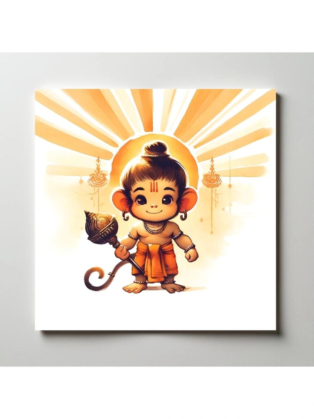 ARTOLIC Printed Brown & Yellow Young Hanuman Jayanti Celebration Wall Sticker-image-36