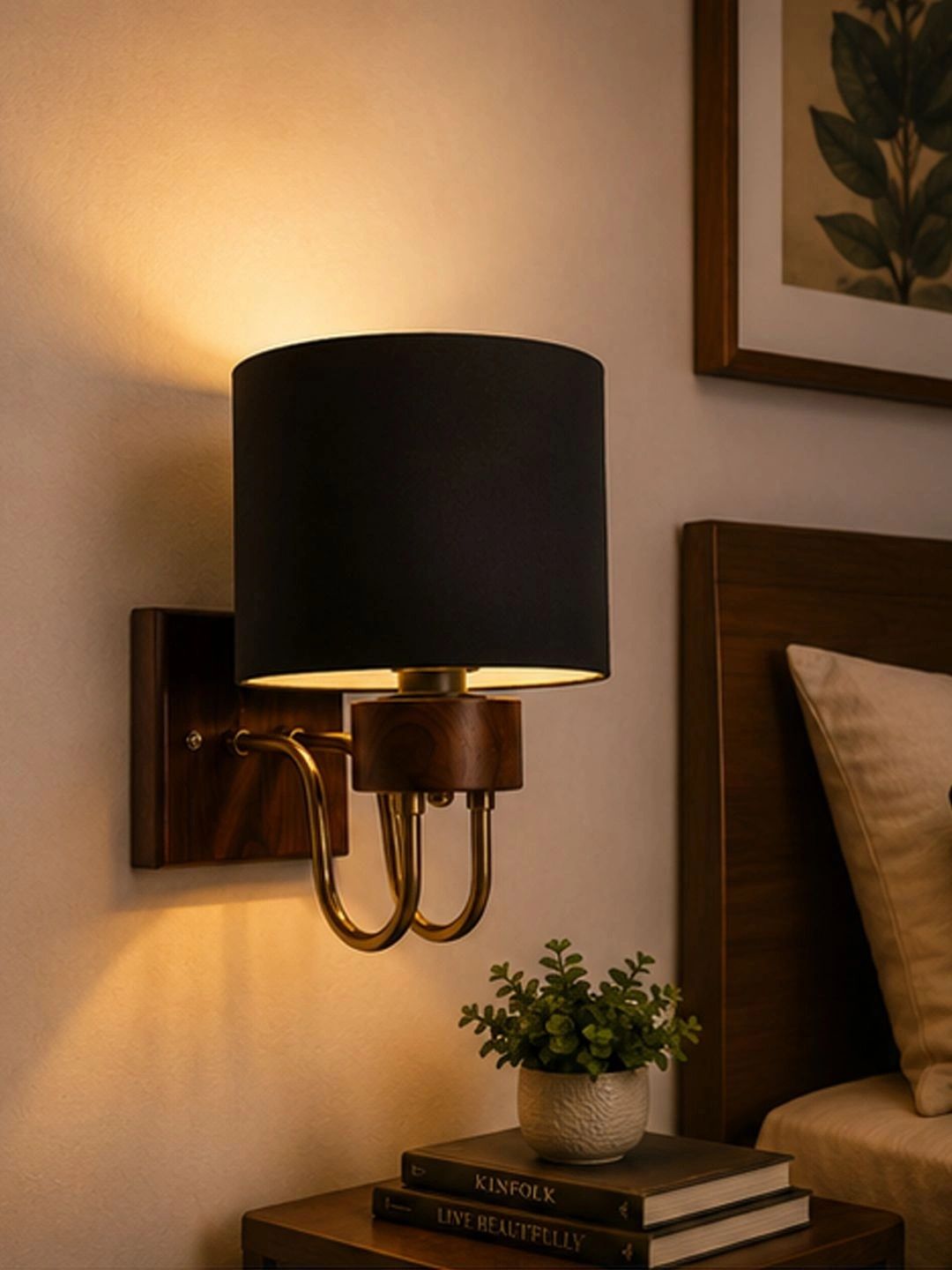 Myntra Elegant Homes Black Wood Contemporary Cylinder Shaped Wall Lamp-picture-36