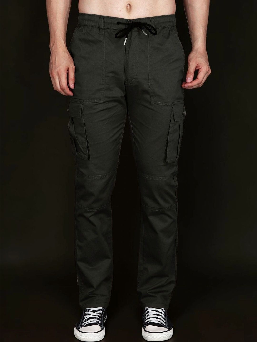 Mast & Harbour Men Relaxed Straight Leg Easy Wash Cargos Trousers-picture-10