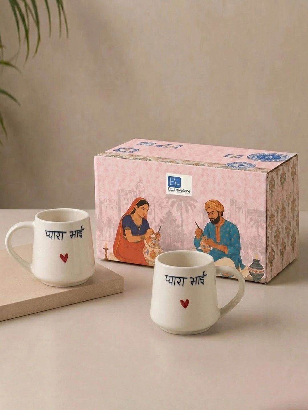 ExclusiveLane White & Multicoloured Hand Painted Printed Ceramic Glossy Mugs Set of Cups and Mugs-image-49