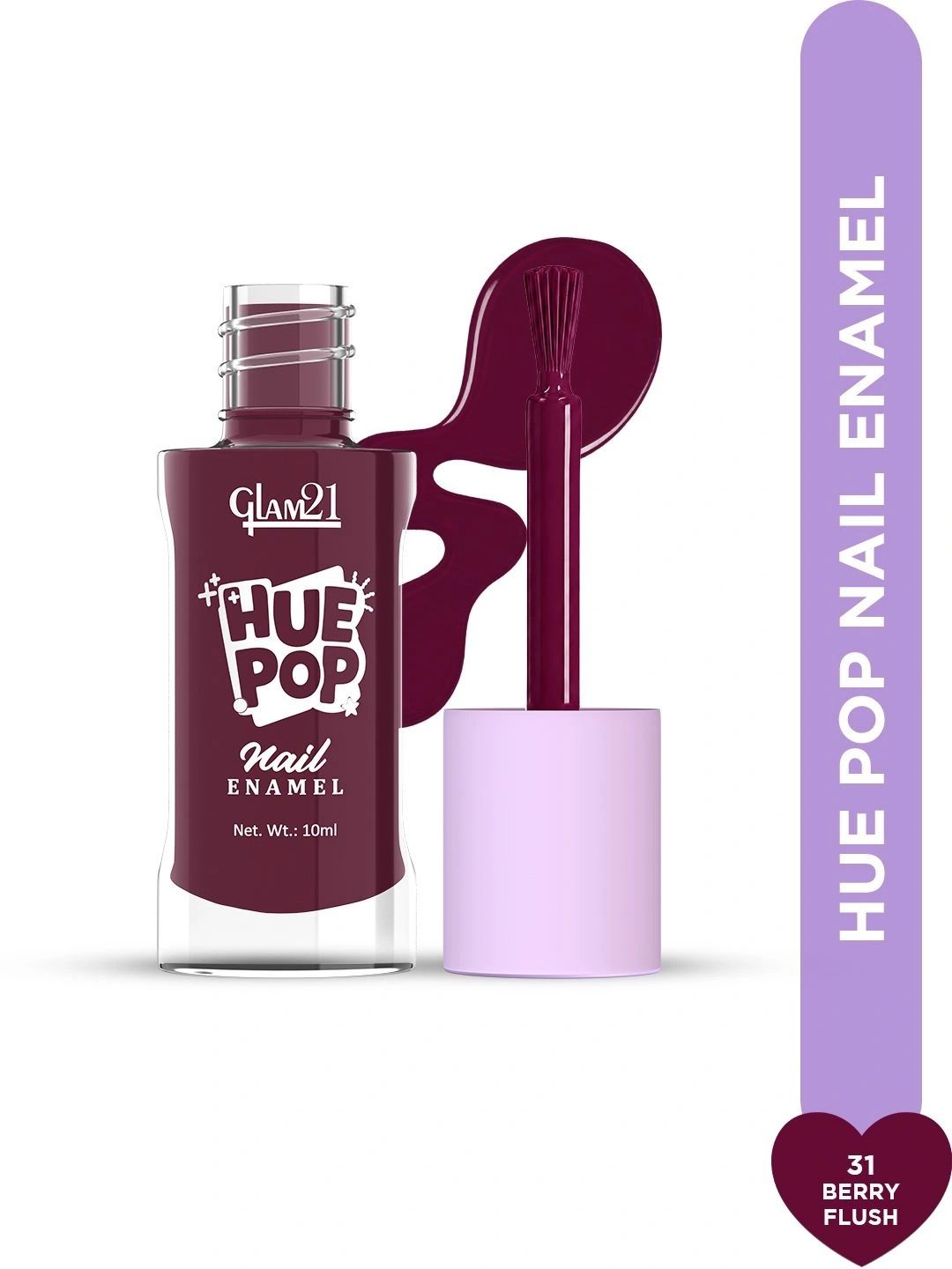 GLAM21 Hue Pop Resistant & Long Lasting Vibrant Nail Polish - 10 ml - Berry Flush 31-picture-20