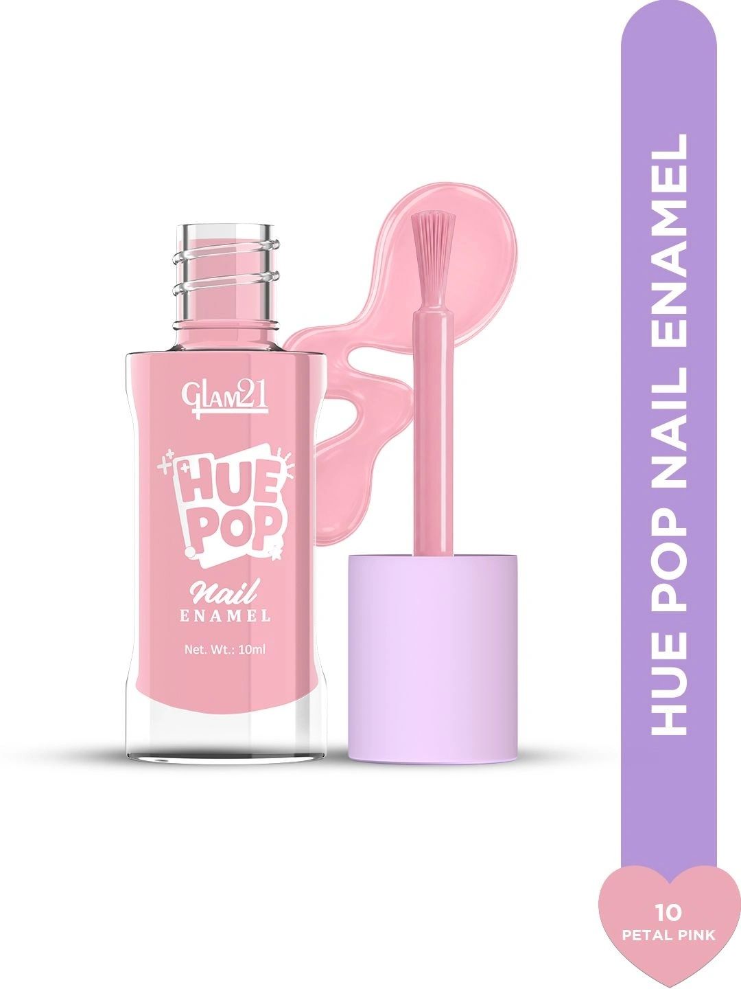 GLAM21 Hue Pop Resistant & Long Lasting Vibrant Nail Polish - 10 ml -Petal Pink 10-picture-9