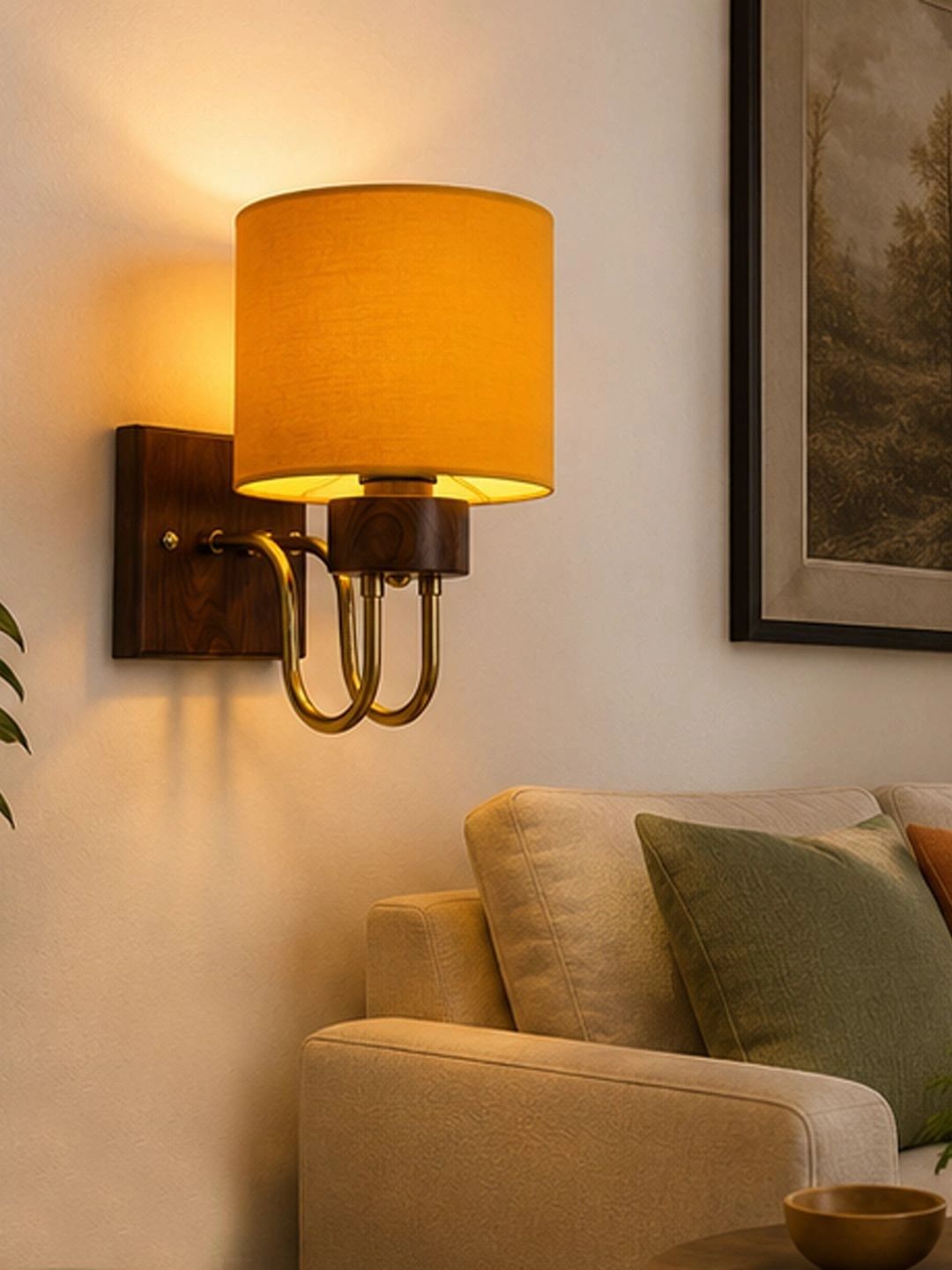 Myntra Elegant Homes Orange Wood Contemporary Cylinder Shaped Wall Lamp-image-27