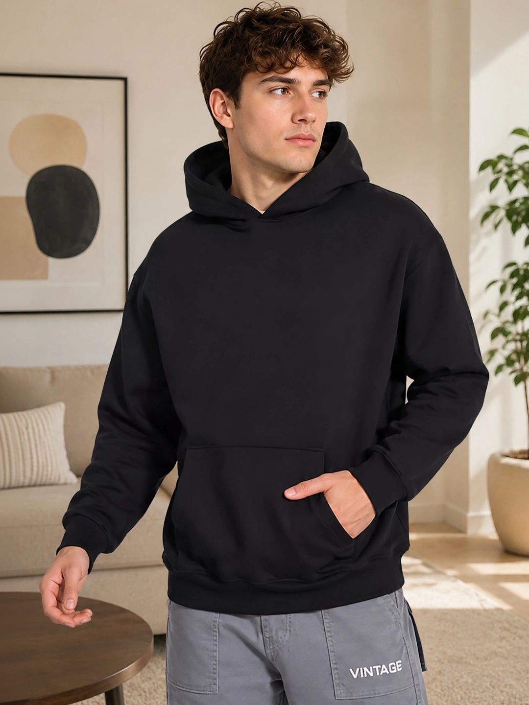 MaverIQ Men Typography Printed Hooded Pullover Oversized Sweatshirt-picture-20