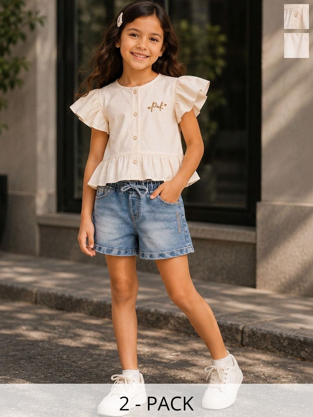 Purple United Kids Girls Printed T-shirt with Trousers-picture-38