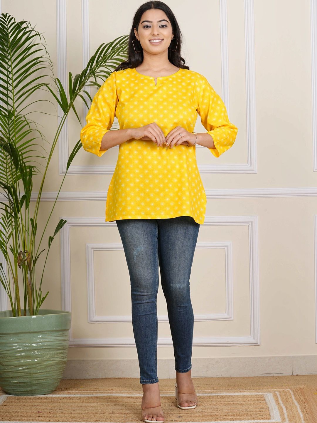 LUGDDA Print Keyhole Neck Cotton Top-picture-13