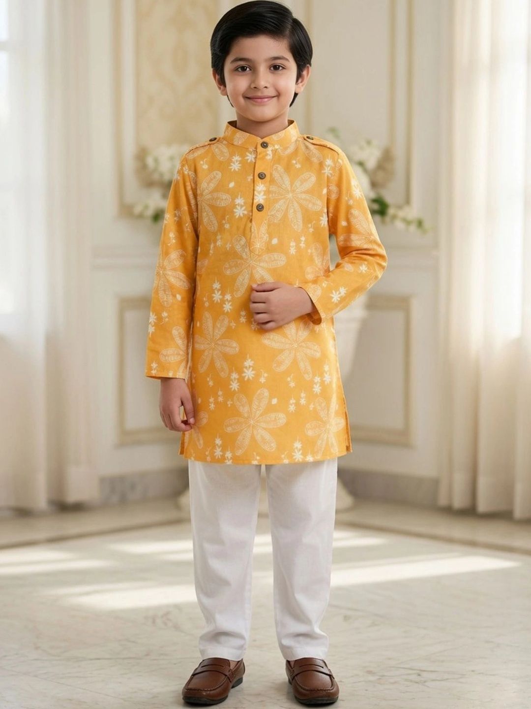 Cutiekins Boys Floral Printed Regular Kurta with Pyjamas-picture-49