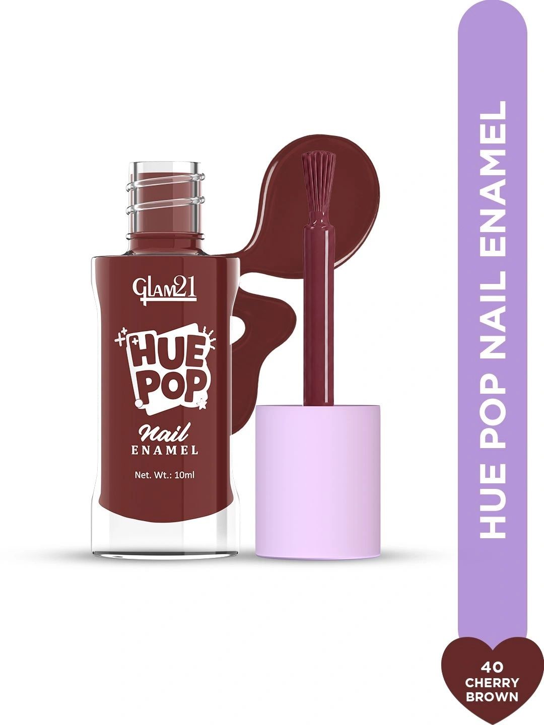 GLAM21 Hue Pop Resistant & Long Lasting Vibrant Nail Polish - 10 ml -Cherry Brown 40-picture-35