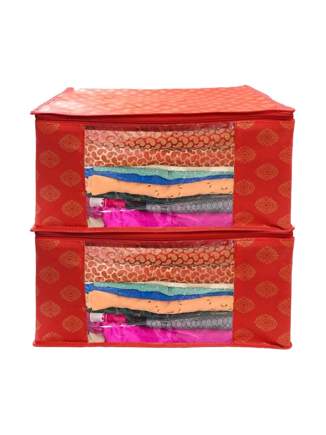 ANKIT INTERNATIONAL Red Set of 2 Reusable Multi-Utility Organisers-picture-26