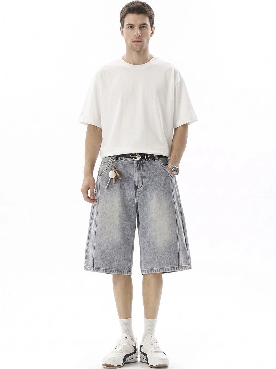 Suo Men Loose Fit Denim Shorts-picture-41