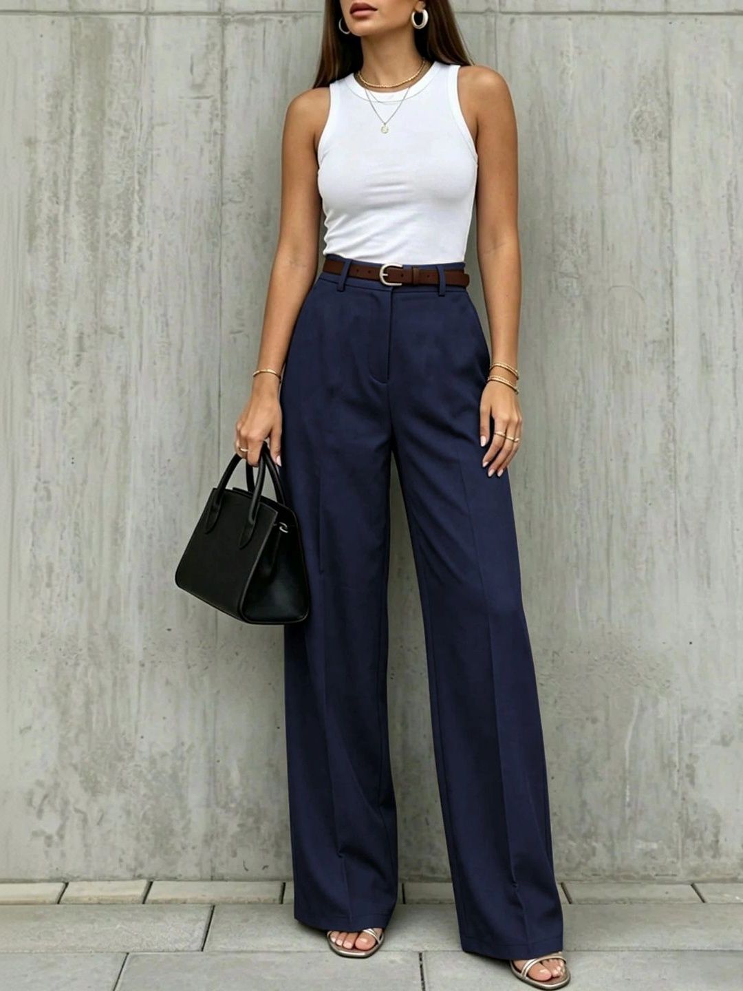 SZN Women Relaxed Straight Leg High-Rise Easy Wash Trousers-picture-48