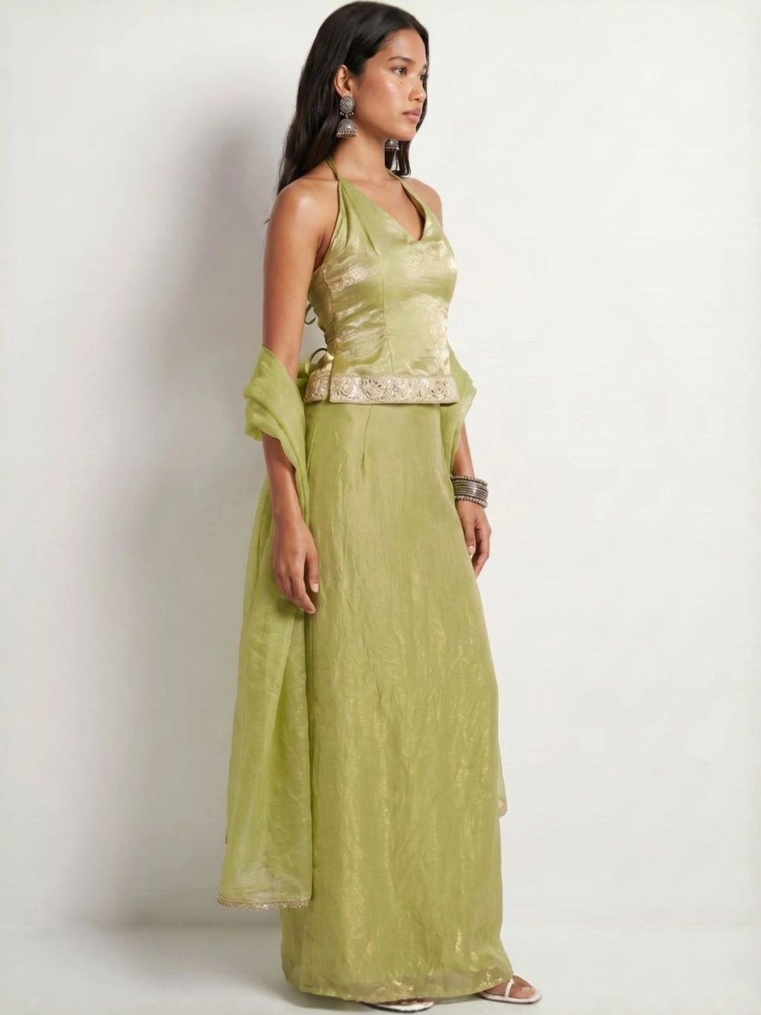 NISHORAMA Embellished Zardozi Lehenga & Blouse With Dupatta-picture-11