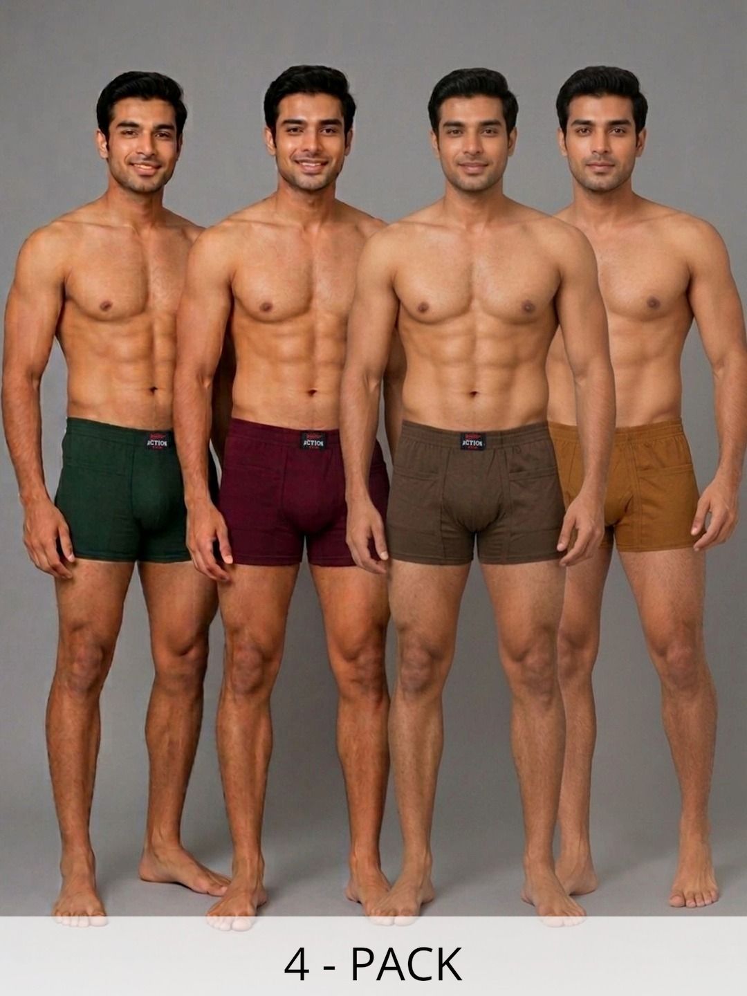 WHITEROSE Pack of 4 Cotton Assorted Solid Trunks-picture-14