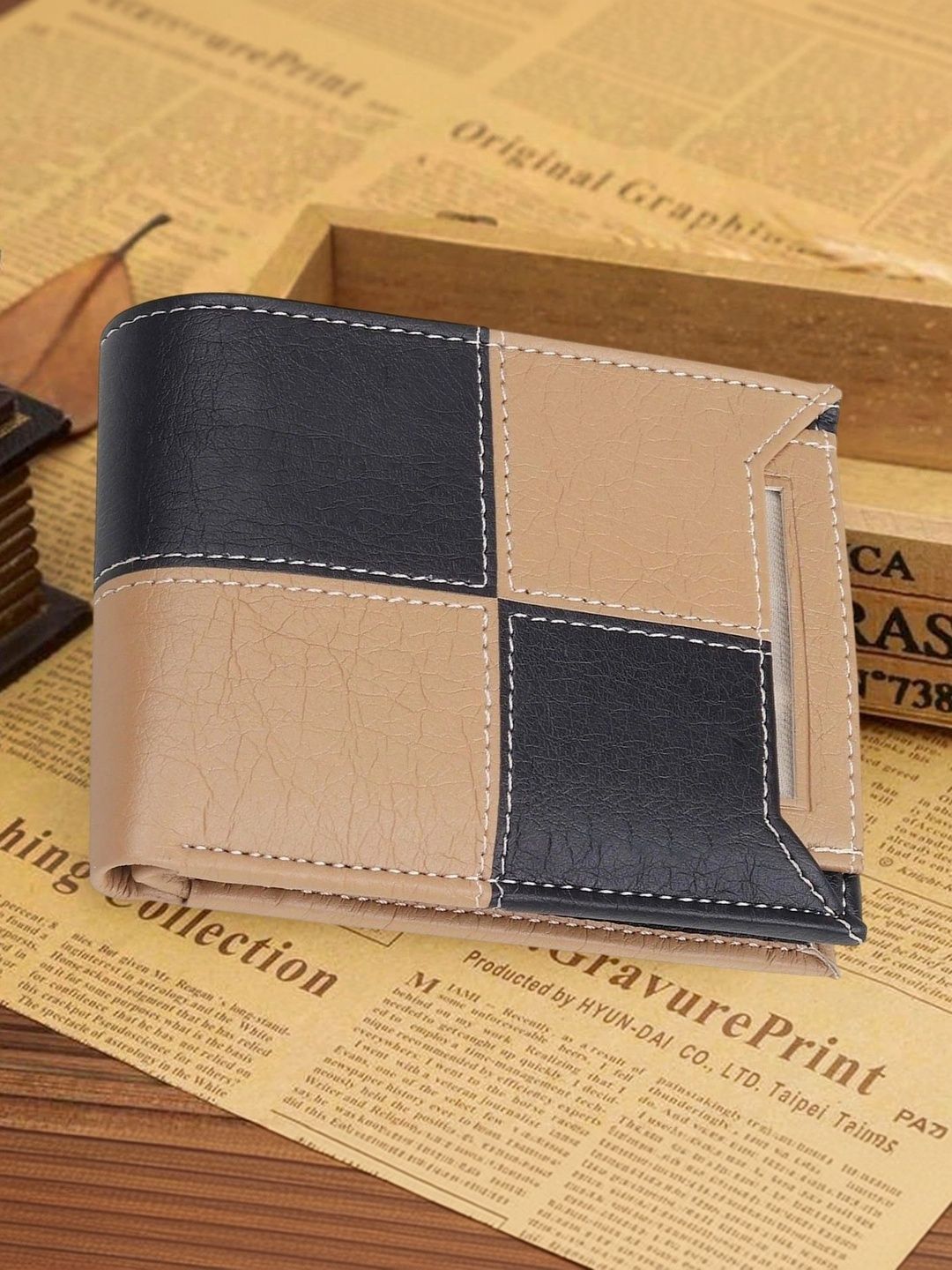 LAER Men Colourblocked PU Two Fold Wallet-image-34