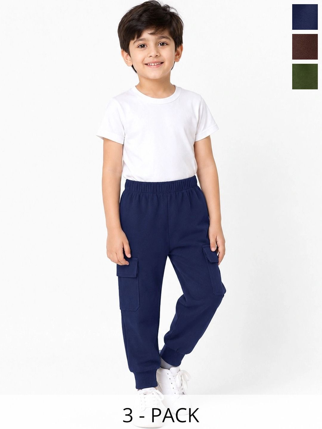 YK Boys Pack of 3 Regular Fit Cargos-picture-29