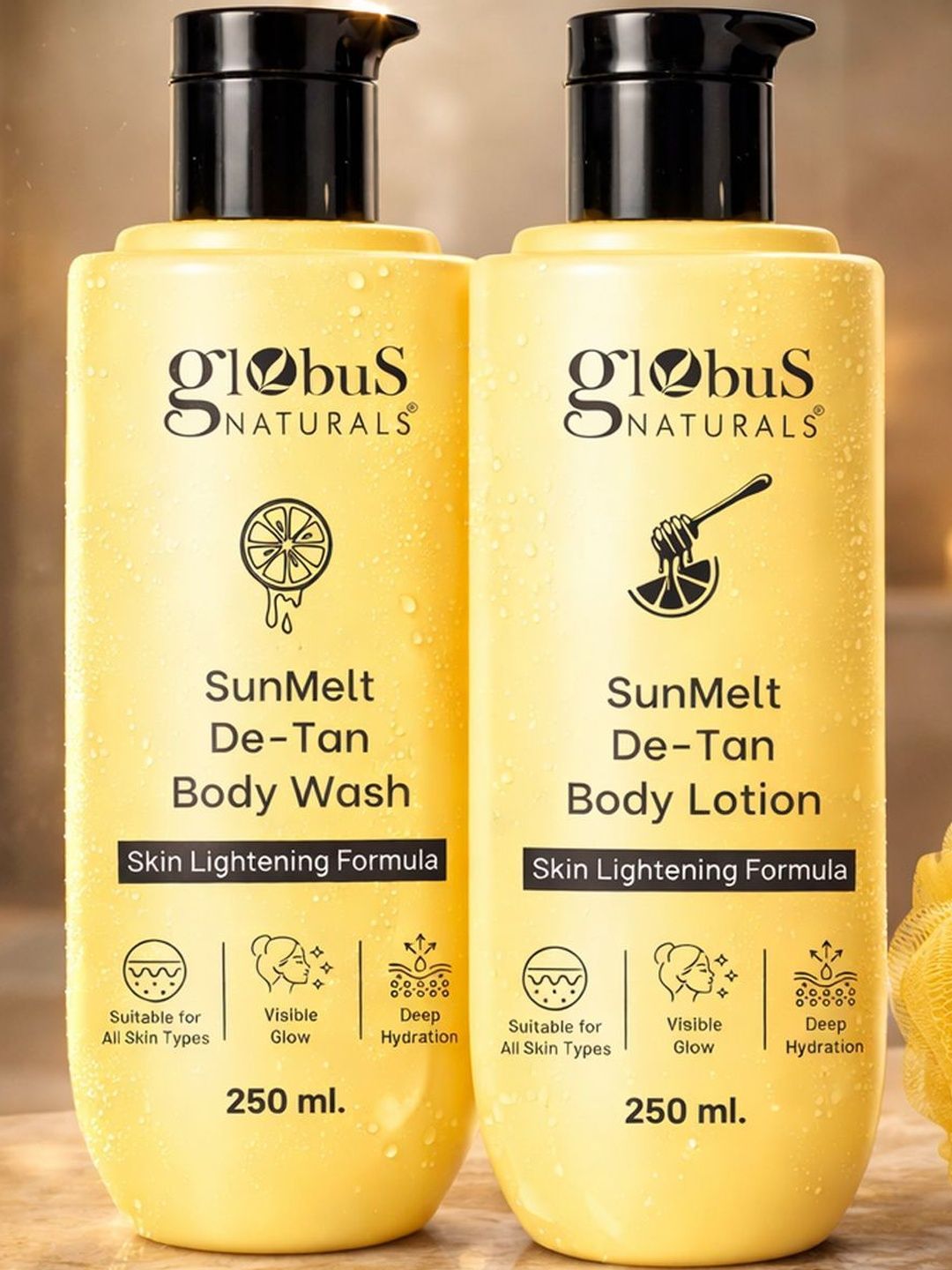 Globus naturals Set Of 2 Deep Hydration Detan Body Lotion With Body Wash - 250 ml Each-image-40