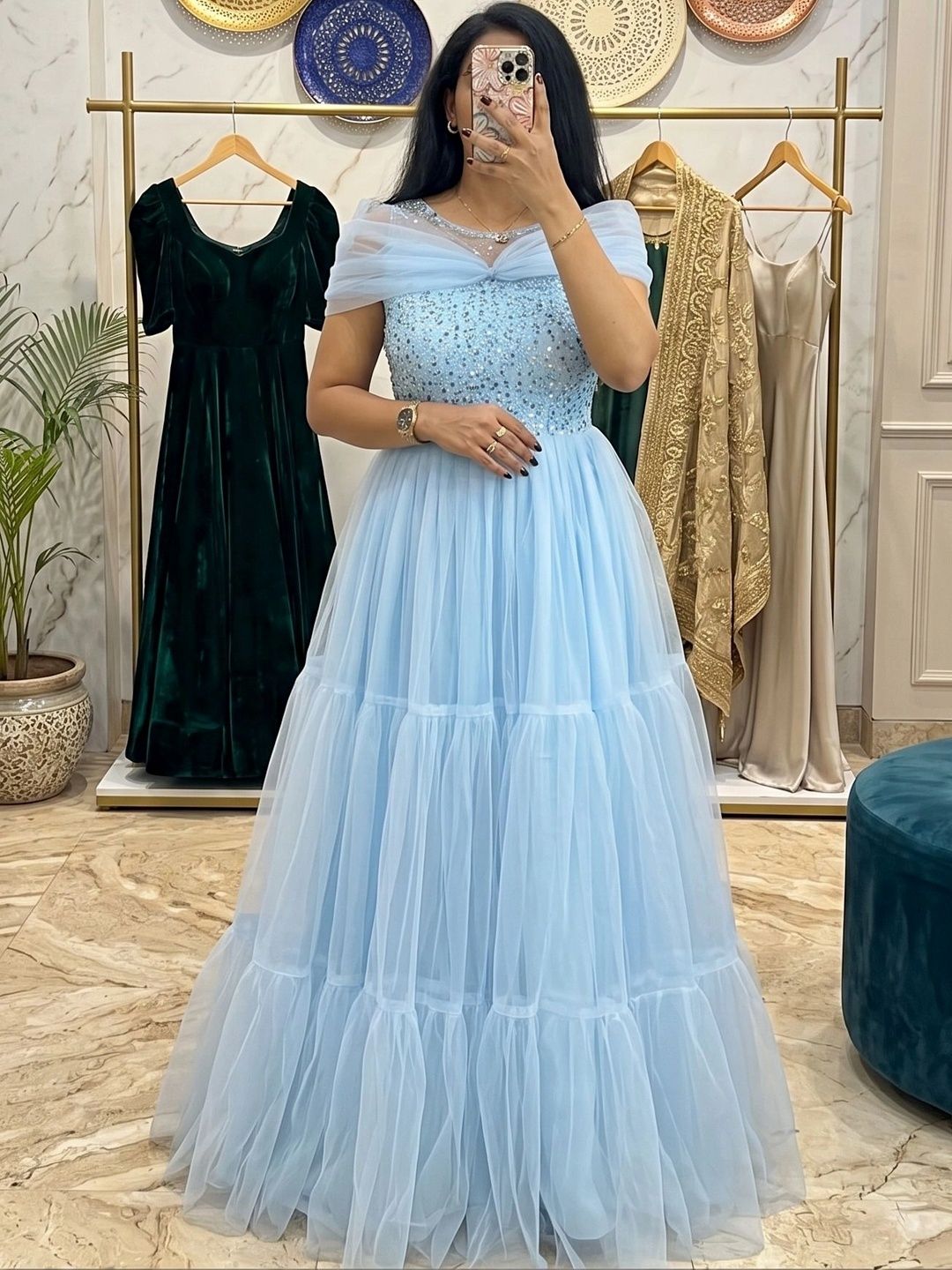 VRAJ FASHION Embellished Off-Shoulder Maxi Dress-picture-31